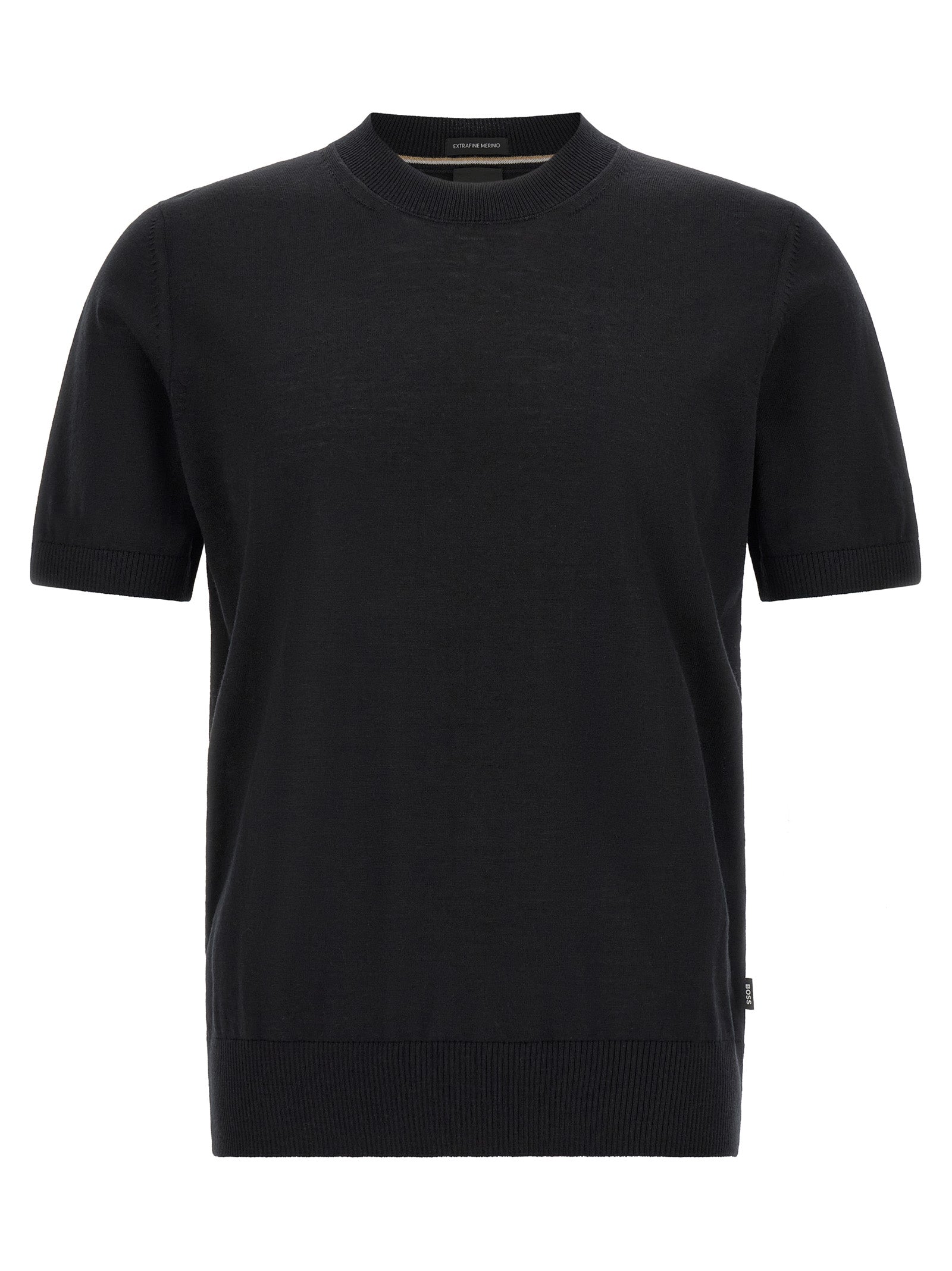 Hugo Boss T-Shirt από 100% παρθένο μαλλί σε Μαύρο