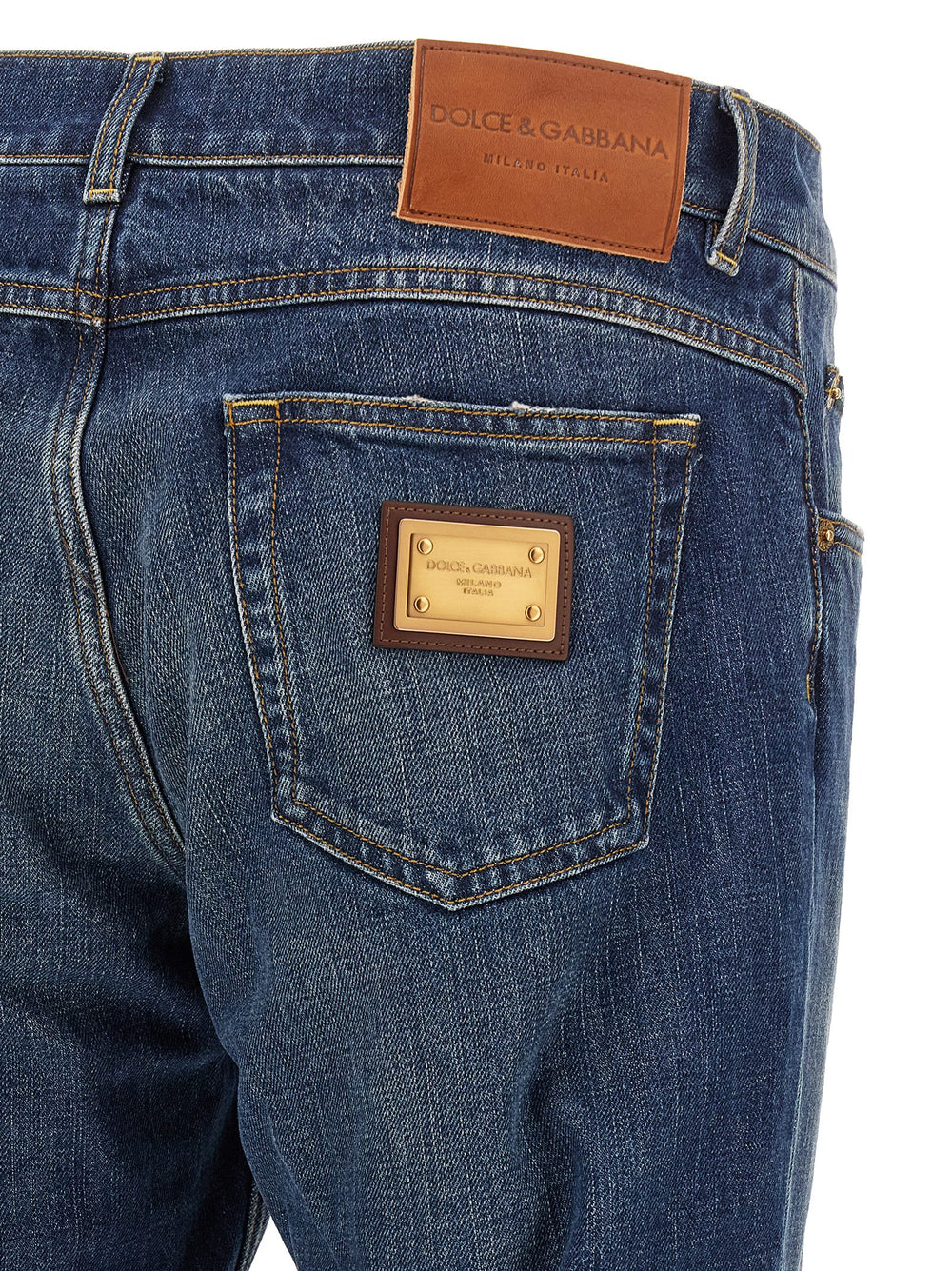 Dolce & Gabbana 100% Cotton Straight-Leg Jeans in Blue