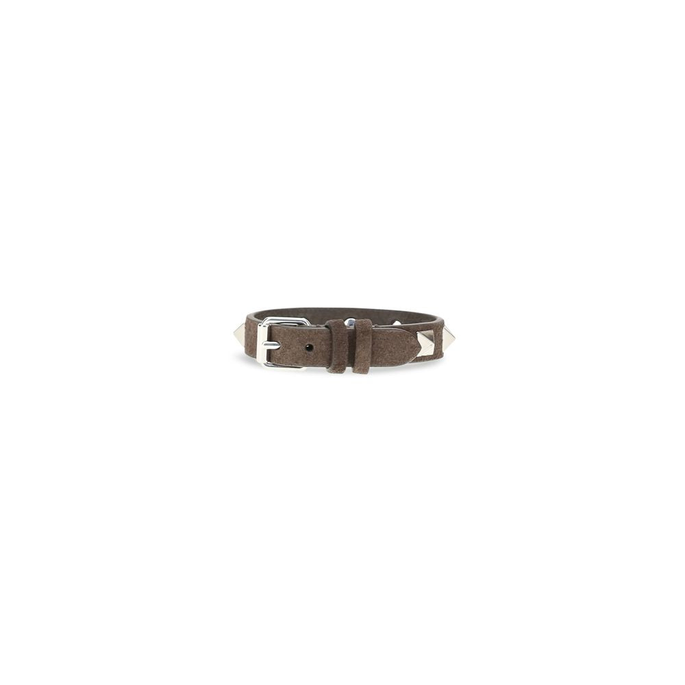 Valentino Garavani Rockstud Calf Leather Bracelet in Brown