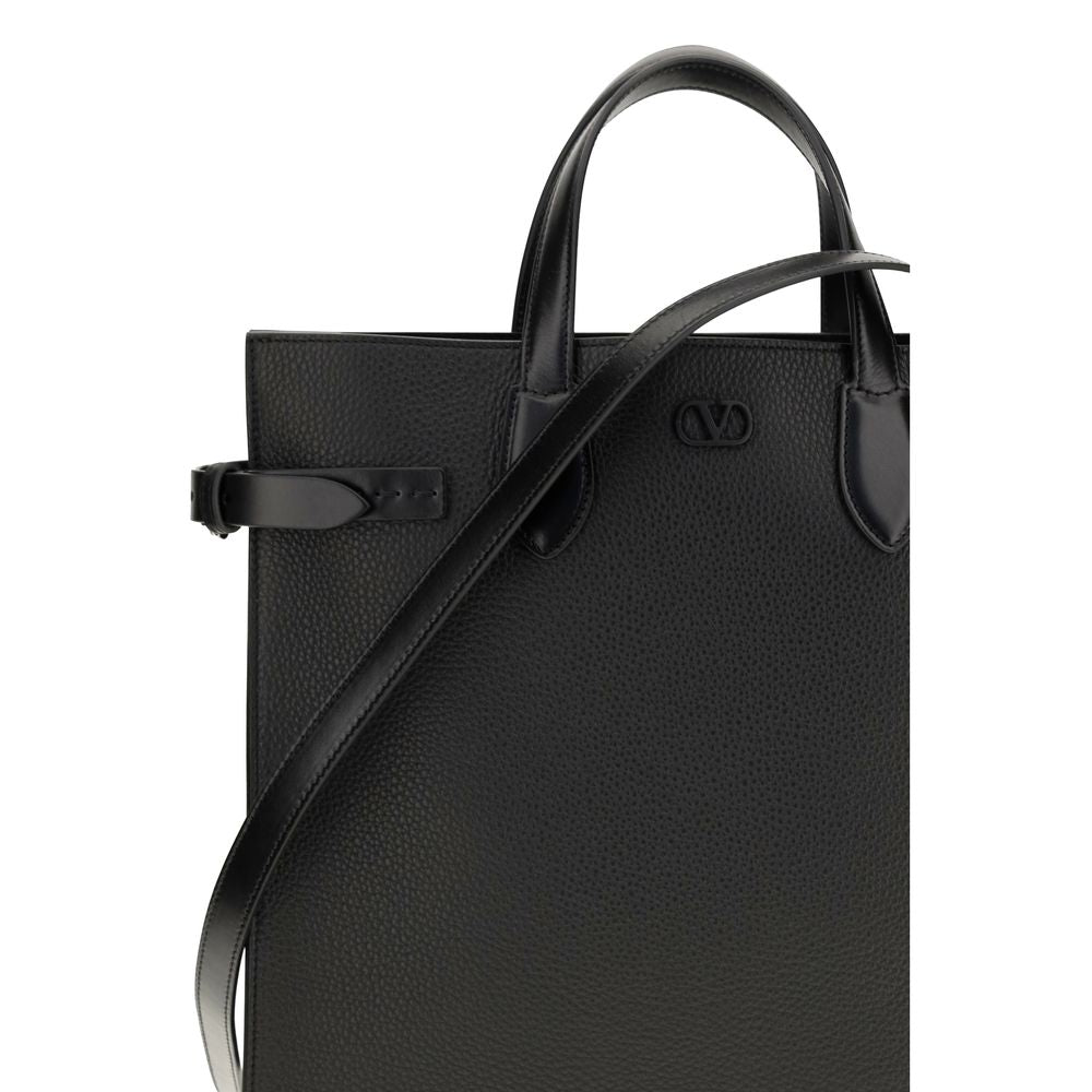 Valentino Garavani Calf Leather Shoulder Bag in Black