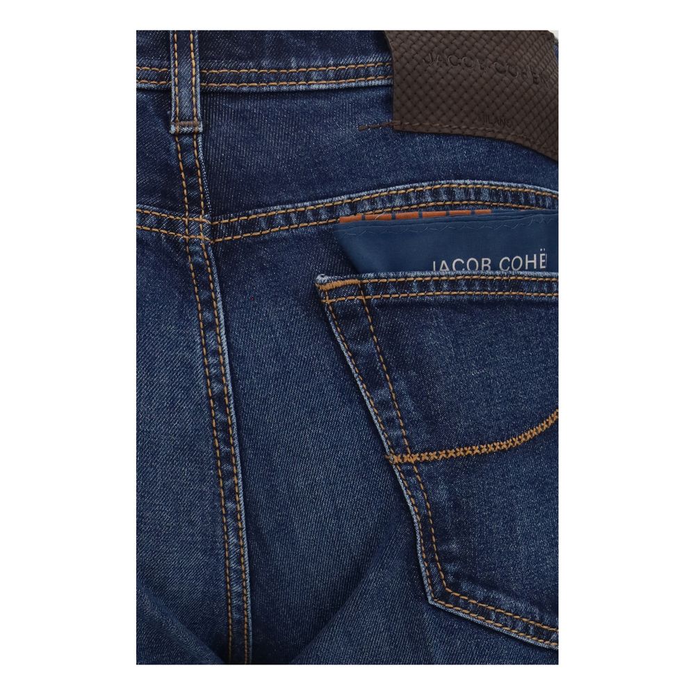 Blue Elastane Tapered Jeans