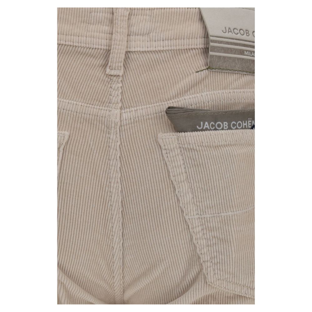 Beige Cotton Casual Pants