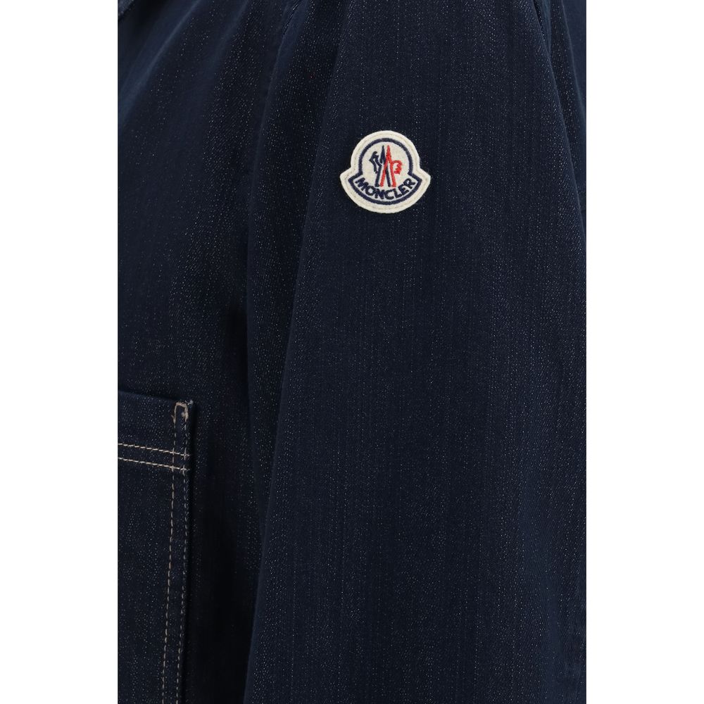 Moncler Βαμβακερό Τζιν Μπουφάν σε Μπλε