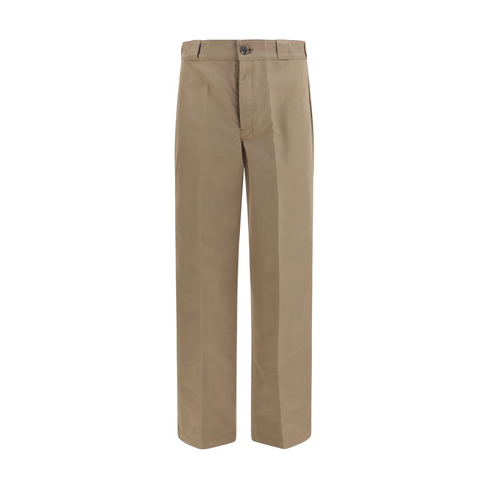 Prada Cotton Canvas Wide-Leg Trousers in Brown