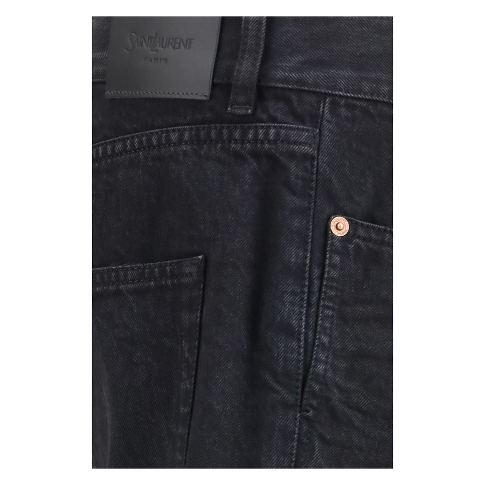 Saint Laurent 100% Cotton Slim Fit Jeans in Black