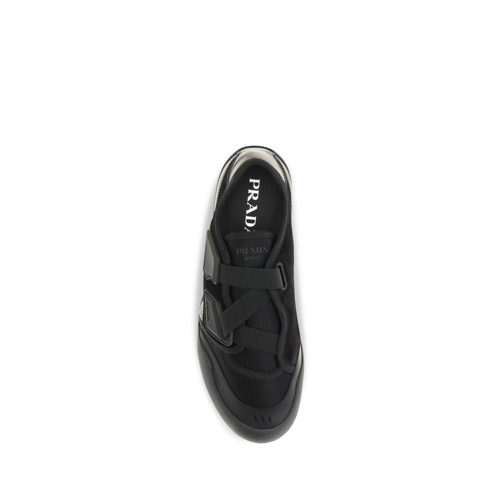 Prada Sneakers Χαμηλού Προφίλ από Νάιλον σε Μαύρο