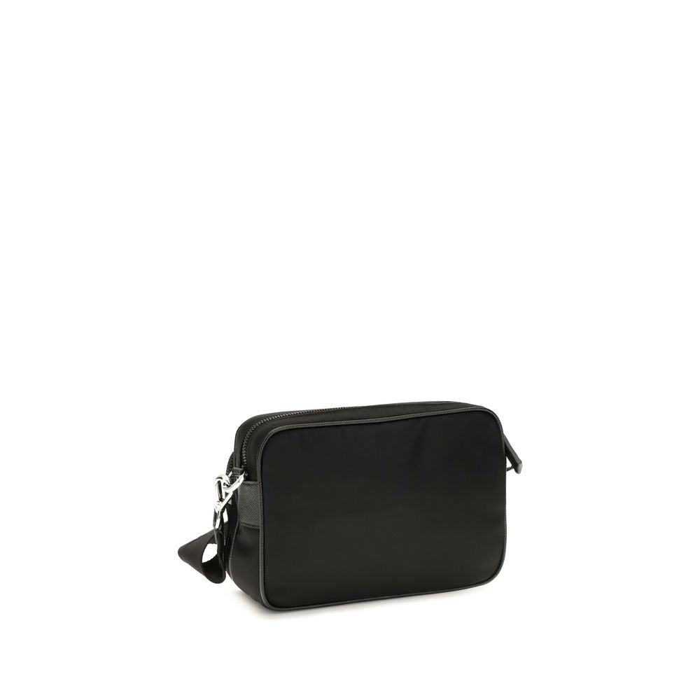 Prada Re-Nylon and Saffiano Leather Shoulder Bag in Black