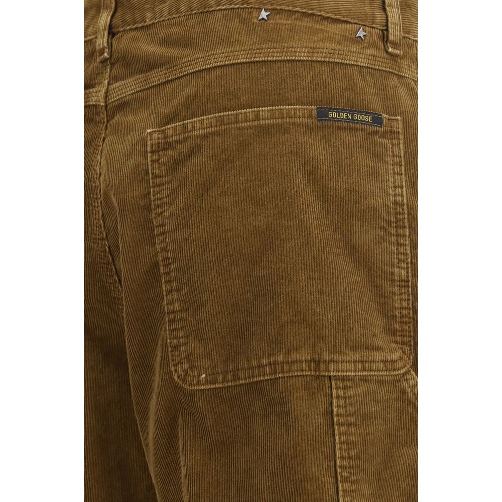 Golden Goose Cotton Corduroy Cargo Trousers in Brown