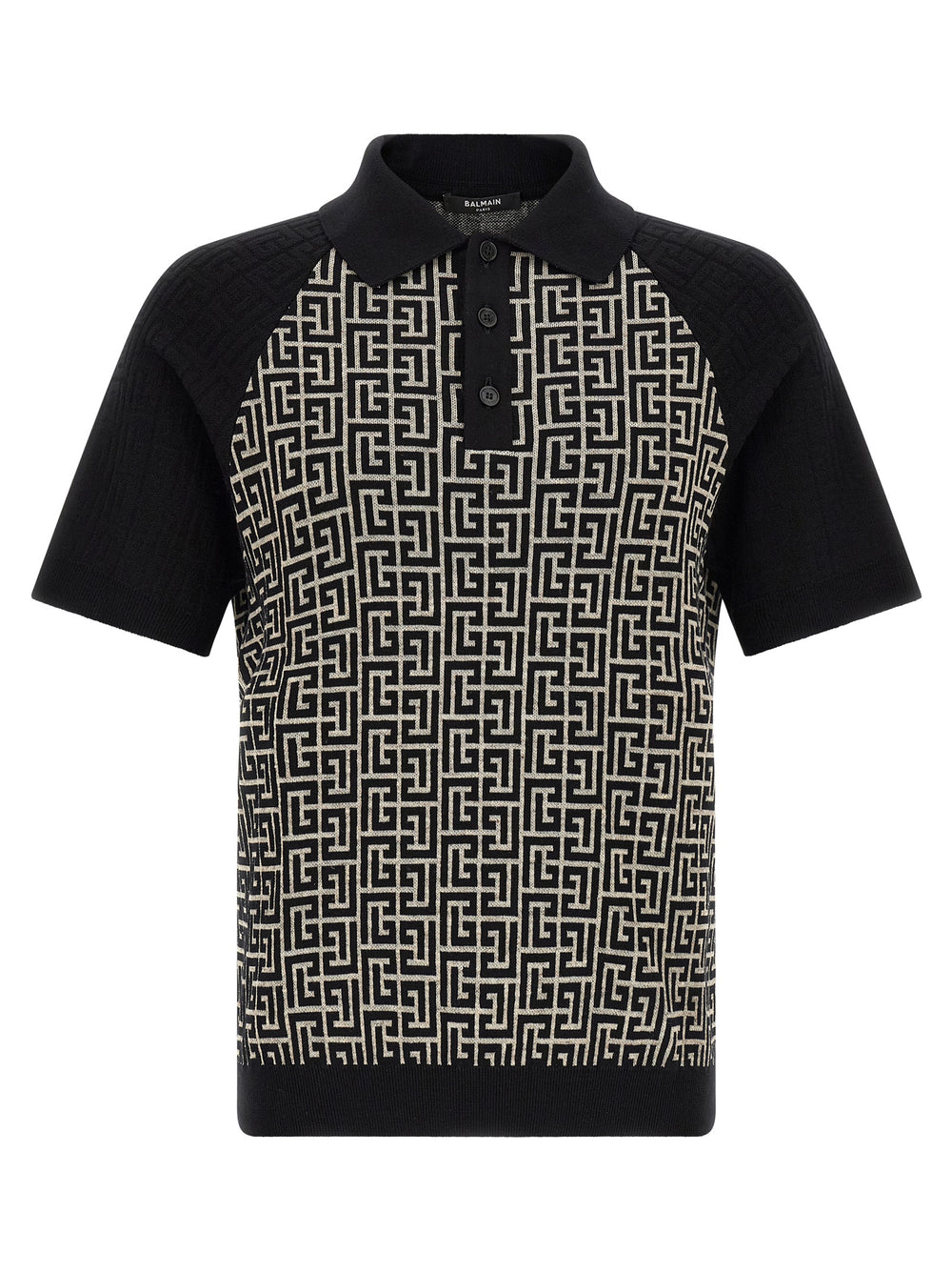 Balmain Βαμβακερό Polo Δίχρωμο σε Λευκό/Μαύρο