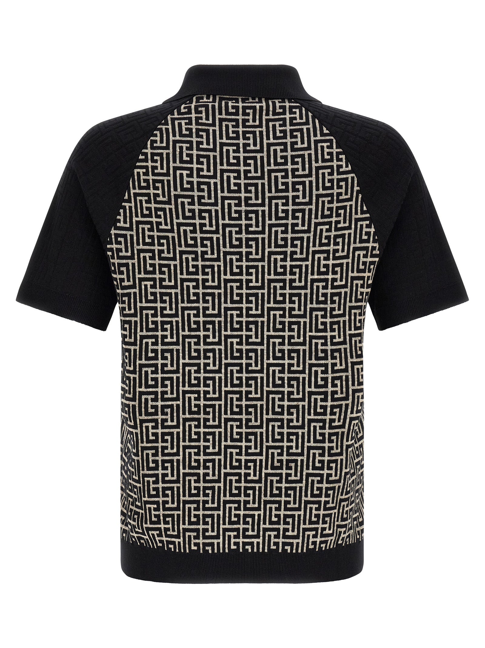Balmain Βαμβακερό Polo Δίχρωμο σε Λευκό/Μαύρο