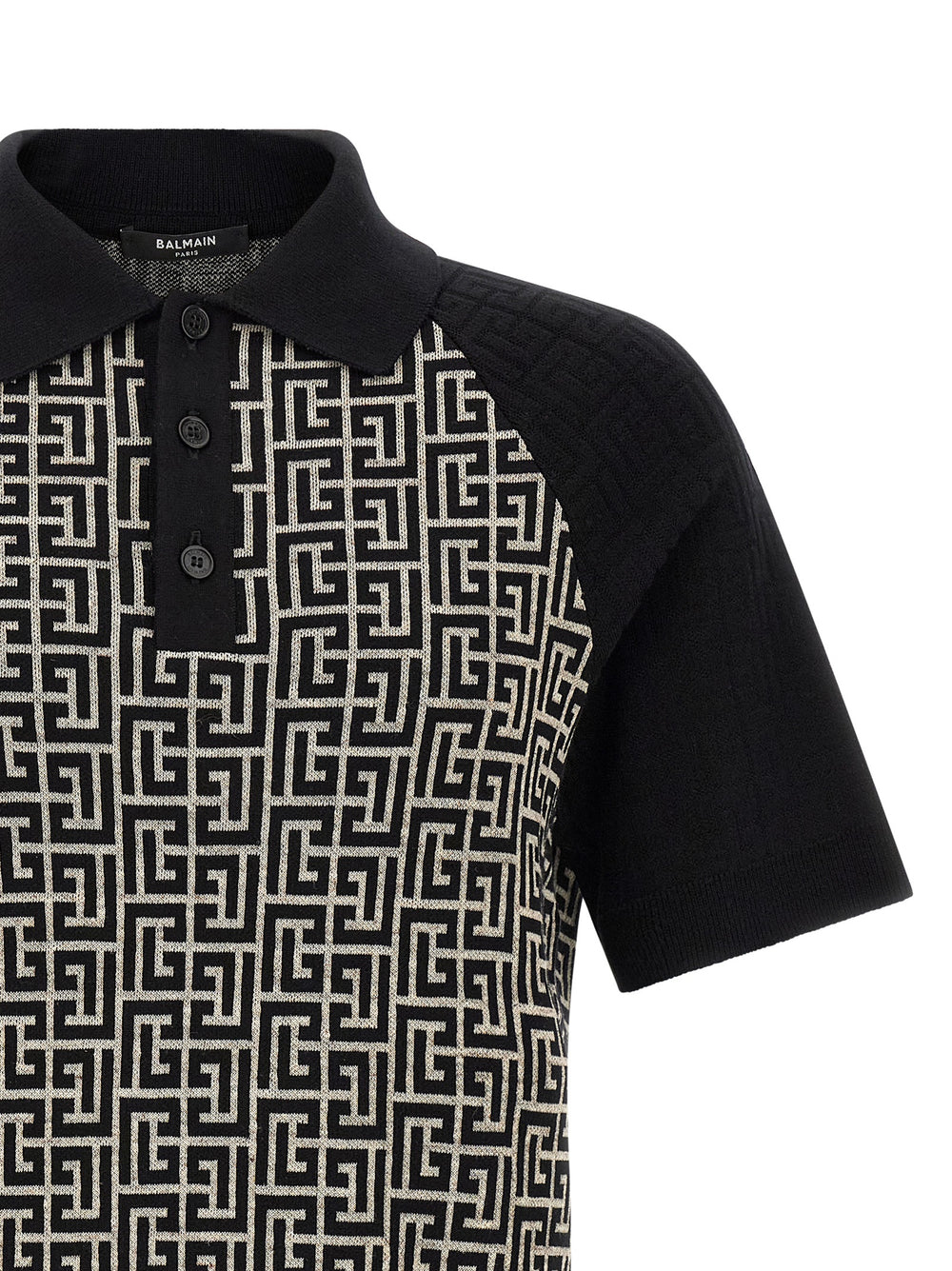 Balmain Βαμβακερό Polo Δίχρωμο σε Λευκό/Μαύρο
