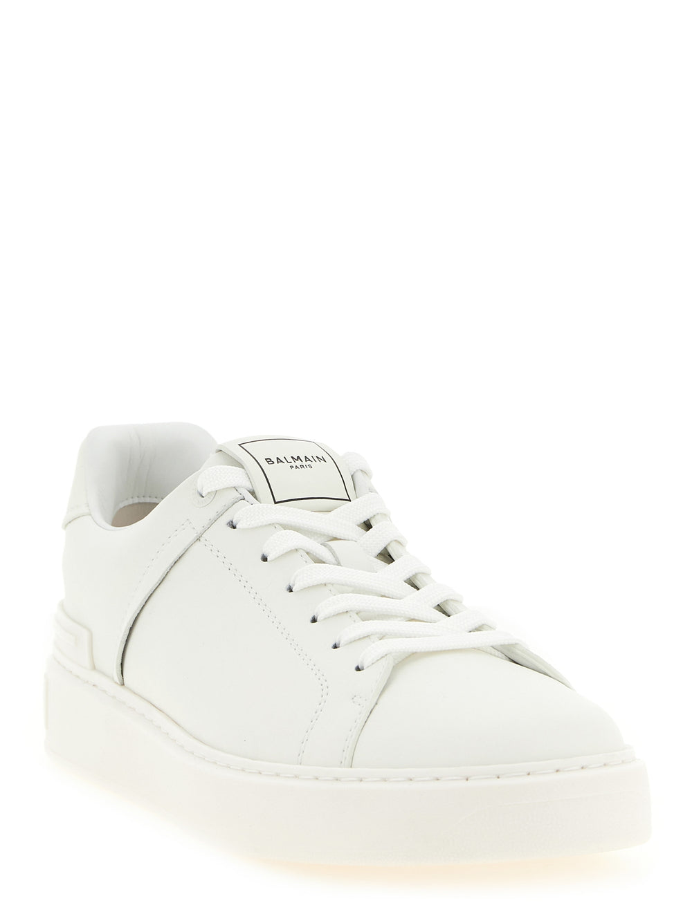 Balmain Calfskin Low Top Sneakers in White