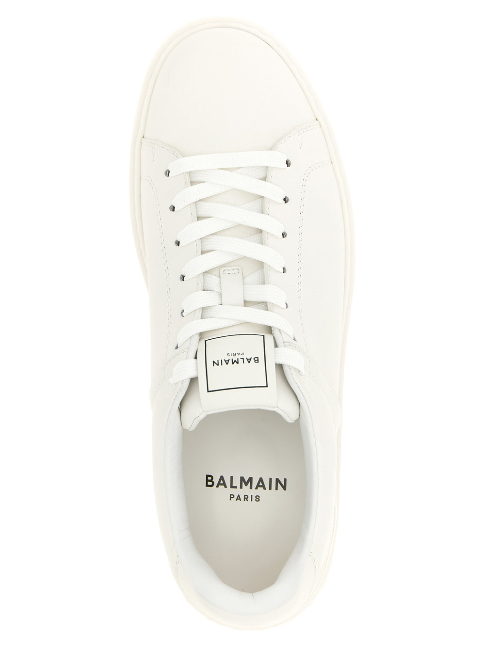 Balmain Calfskin Low Top Sneakers in White