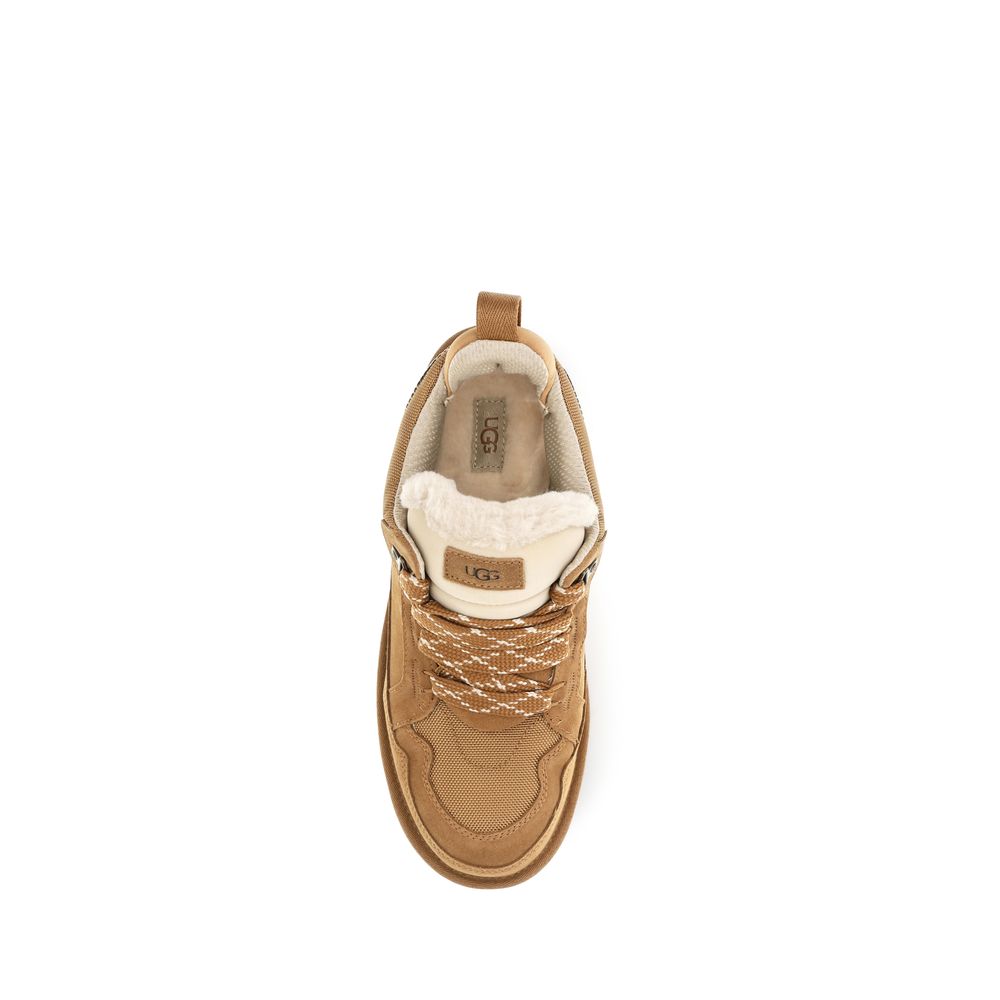 UGG Suede and Recycled Textile Chunky Sneakers in Beige