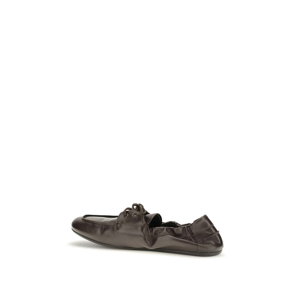 Prada Calf Leather Slip-On Loafers in Brown
