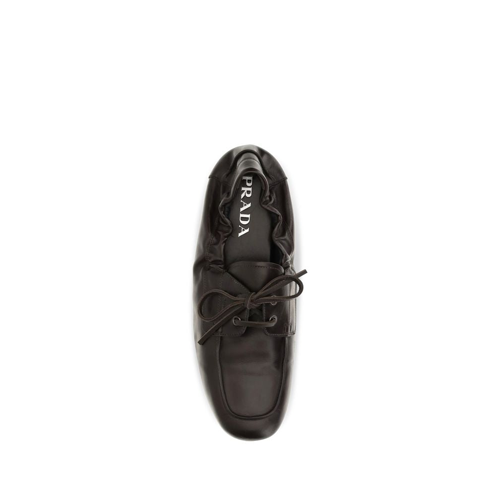 Prada Calf Leather Slip-On Loafers in Brown