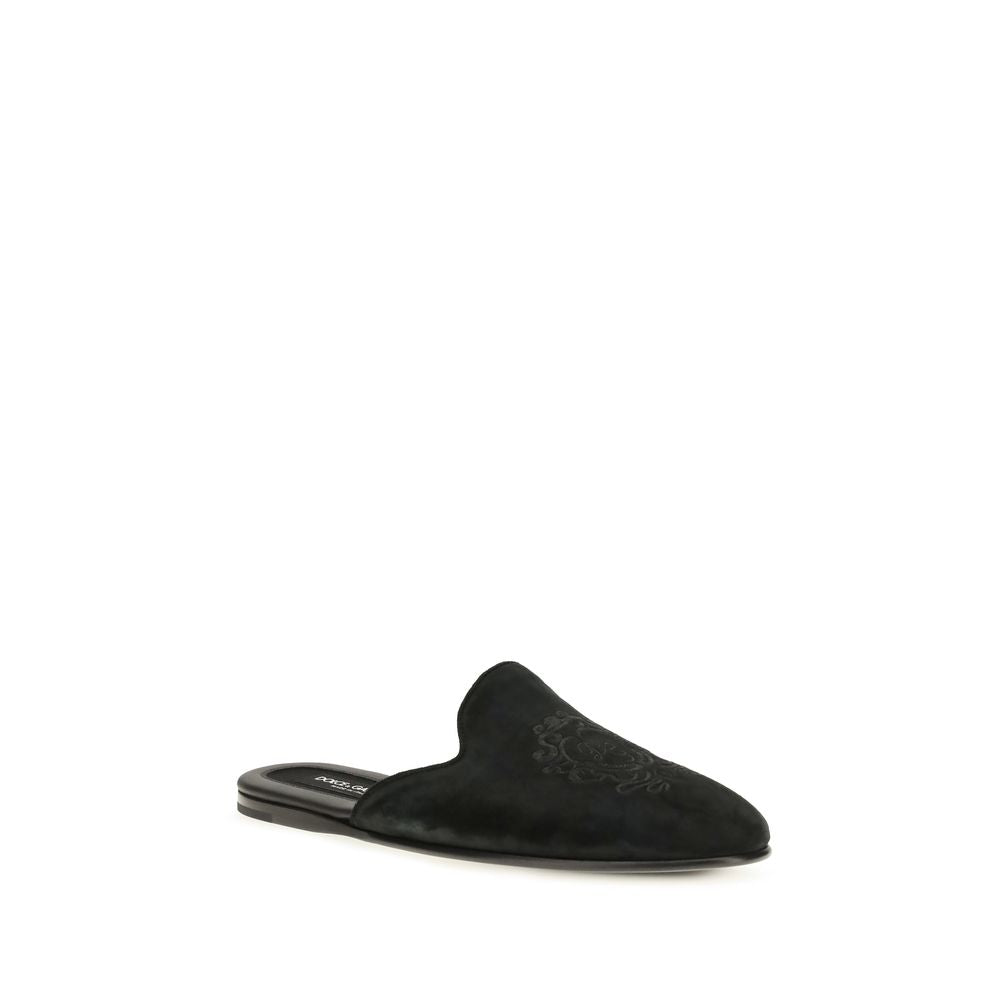 Dolce & Gabbana Calf Leather Mules in Black