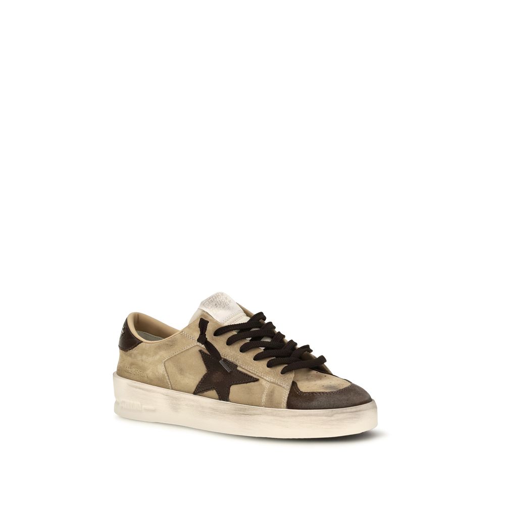 Golden Goose Stardan Calf Leather Sneakers in Beige