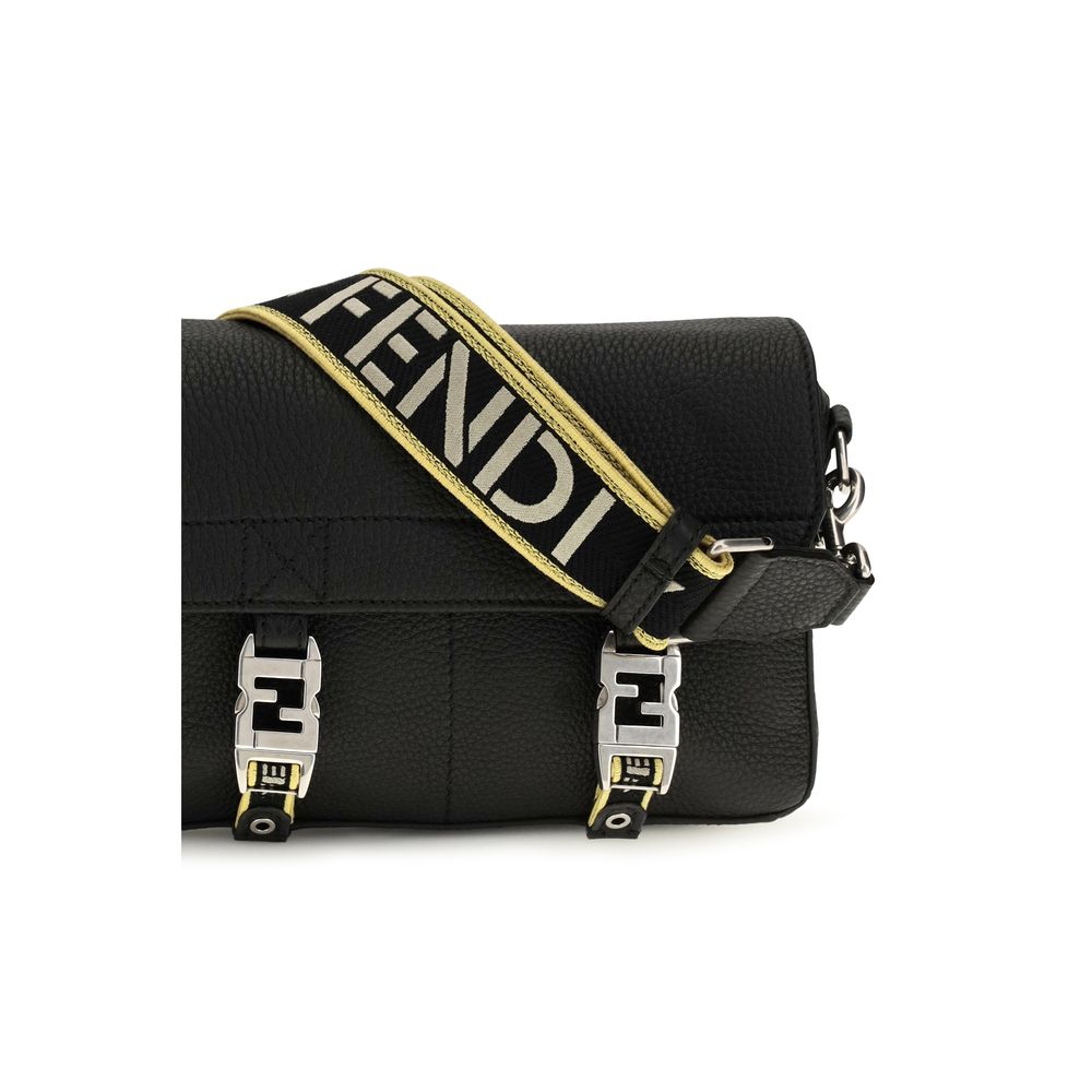 Fendi Calf Leather Shoulder Bag in Black