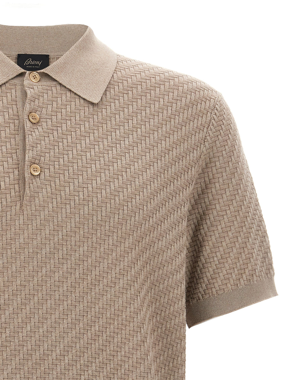 Brioni Cotton-Silk Polo Shirt in Beige