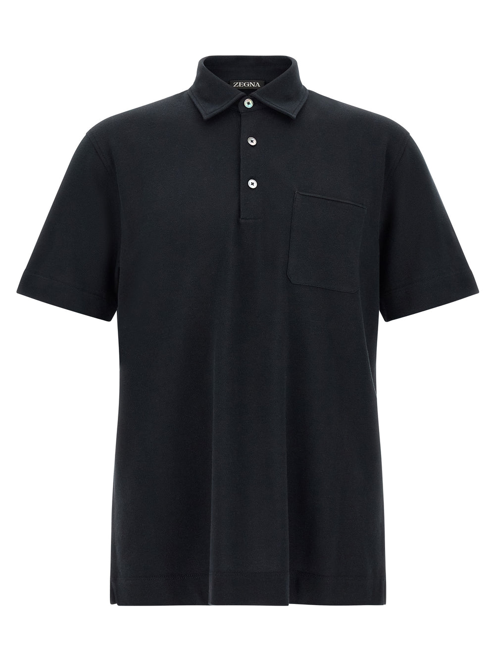 Zegna 100% Cotton Piqué Polo Shirt in Blue