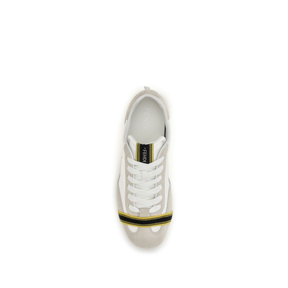 Fendi Fabric and Suede Sneakers in Gray
