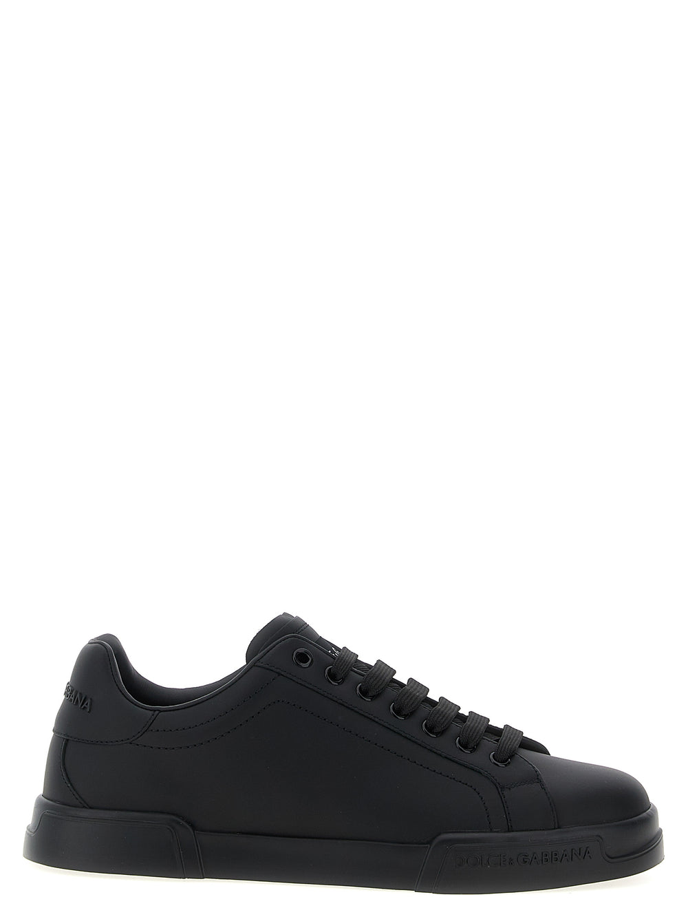 Dolce & Gabbana 'Portofino' Calfskin Low-Top Sneakers in Black