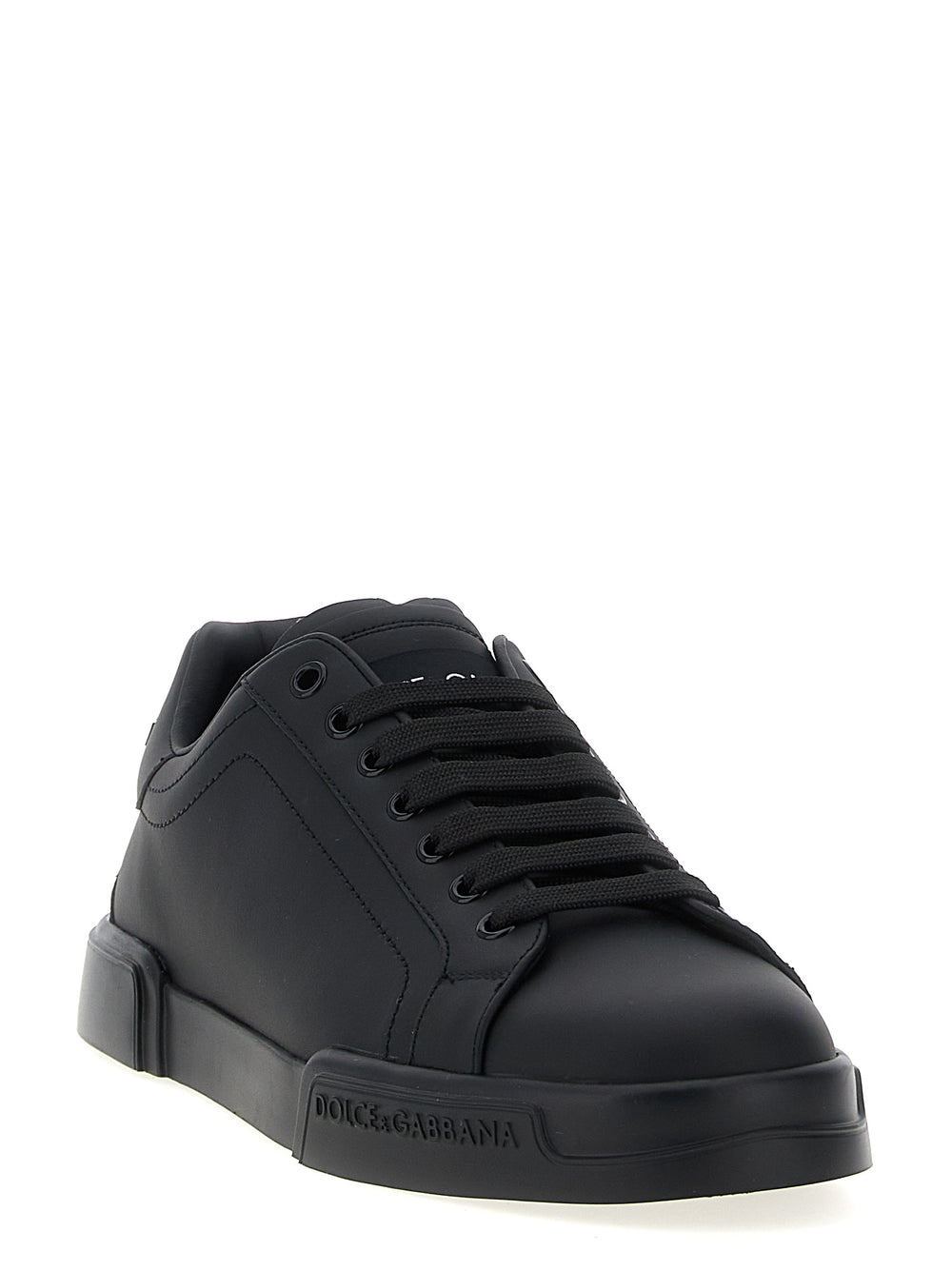 Dolce & Gabbana 'Portofino' Calfskin Low-Top Sneakers in Black