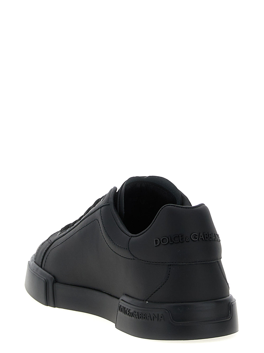 Dolce & Gabbana 'Portofino' Calfskin Low-Top Sneakers in Black
