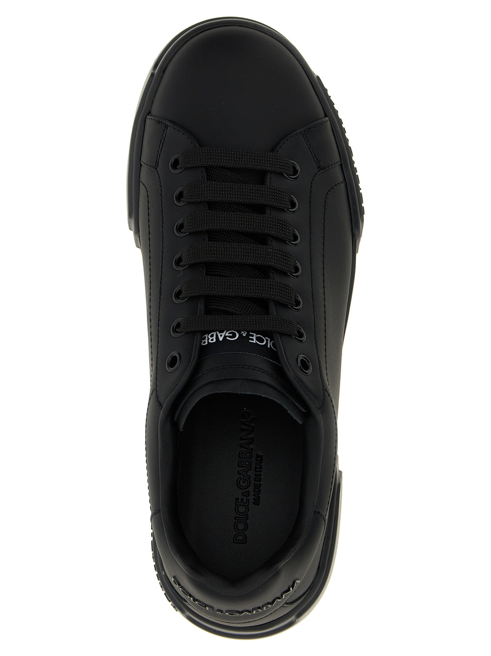 Dolce & Gabbana 'Portofino' Calfskin Low-Top Sneakers in Black