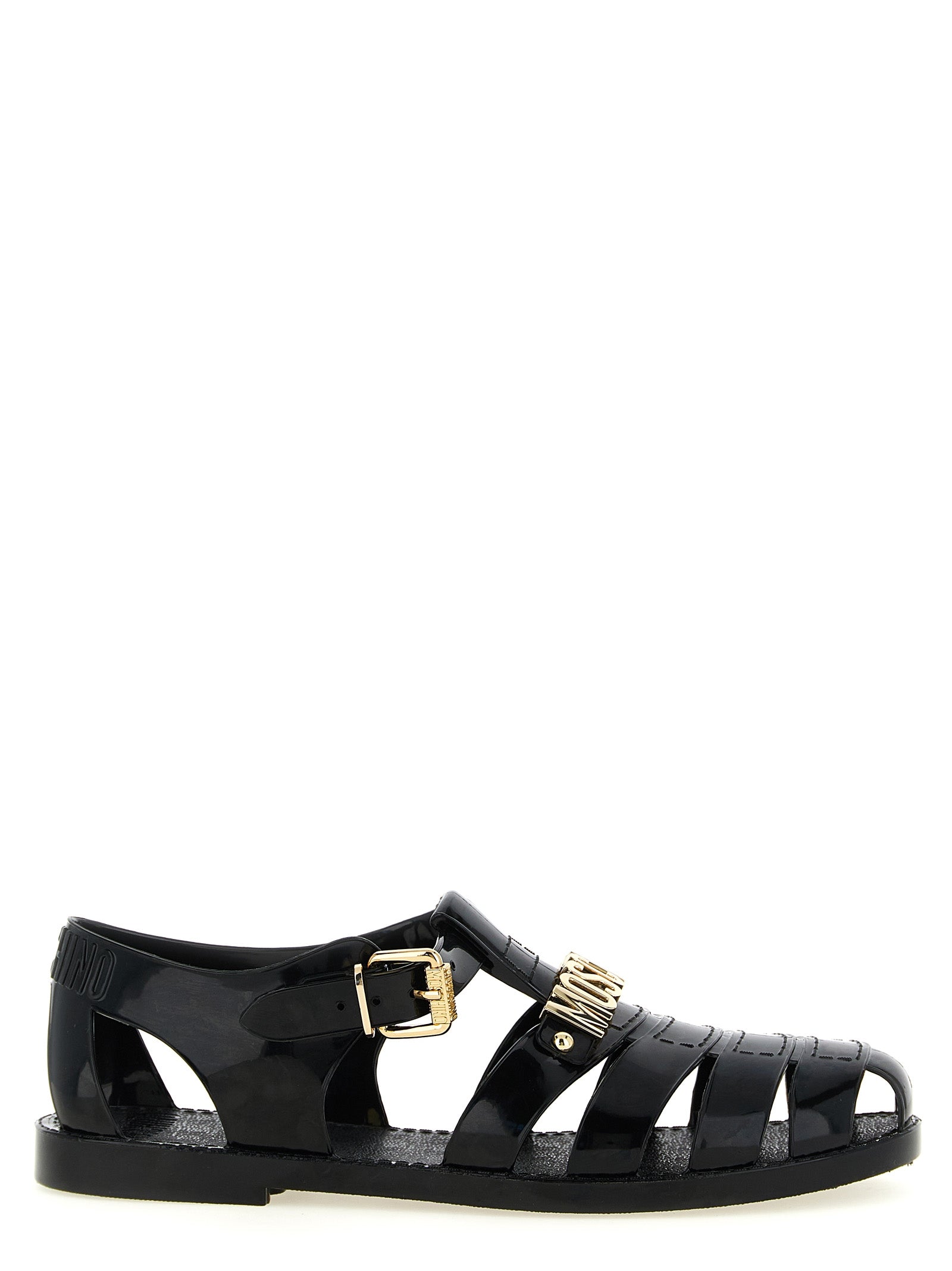 Moschino PVC Flat Sandals in Black