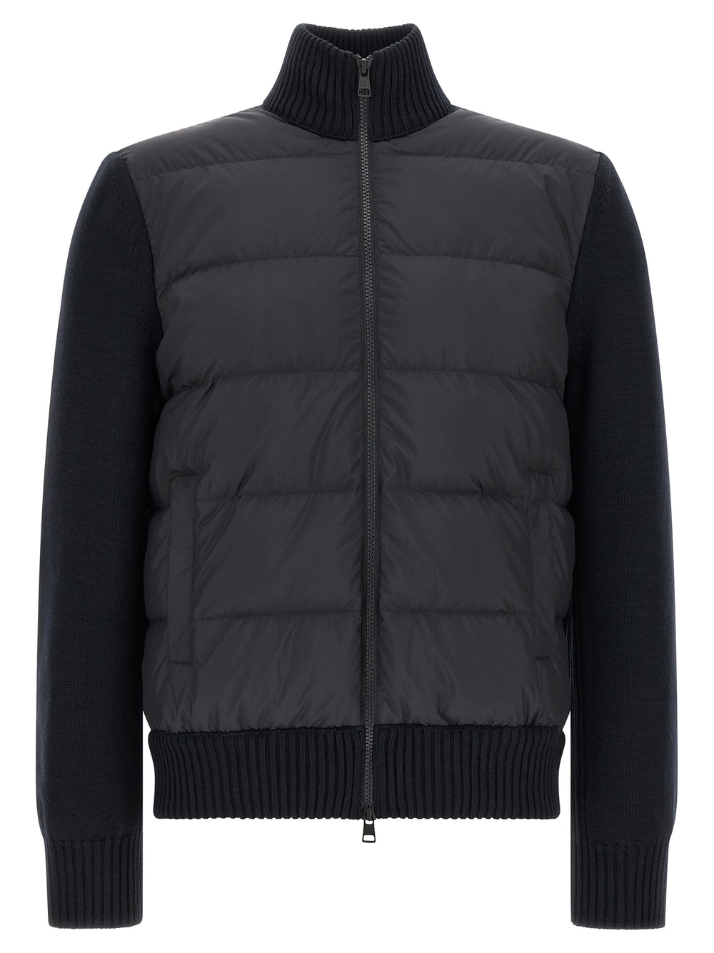 Moncler Quilted-Front Cardigan in Blue