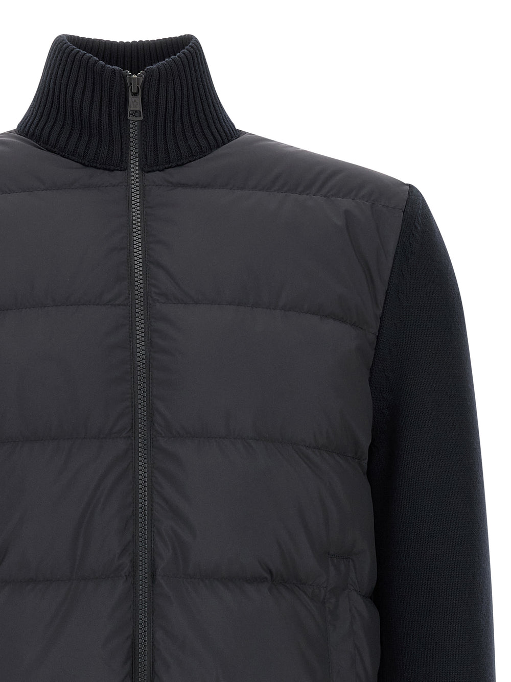 Moncler Quilted-Front Cardigan in Blue
