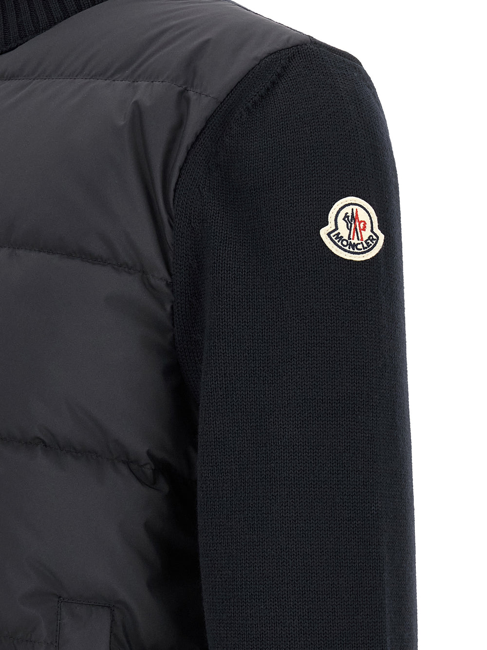 Moncler Quilted-Front Cardigan in Blue
