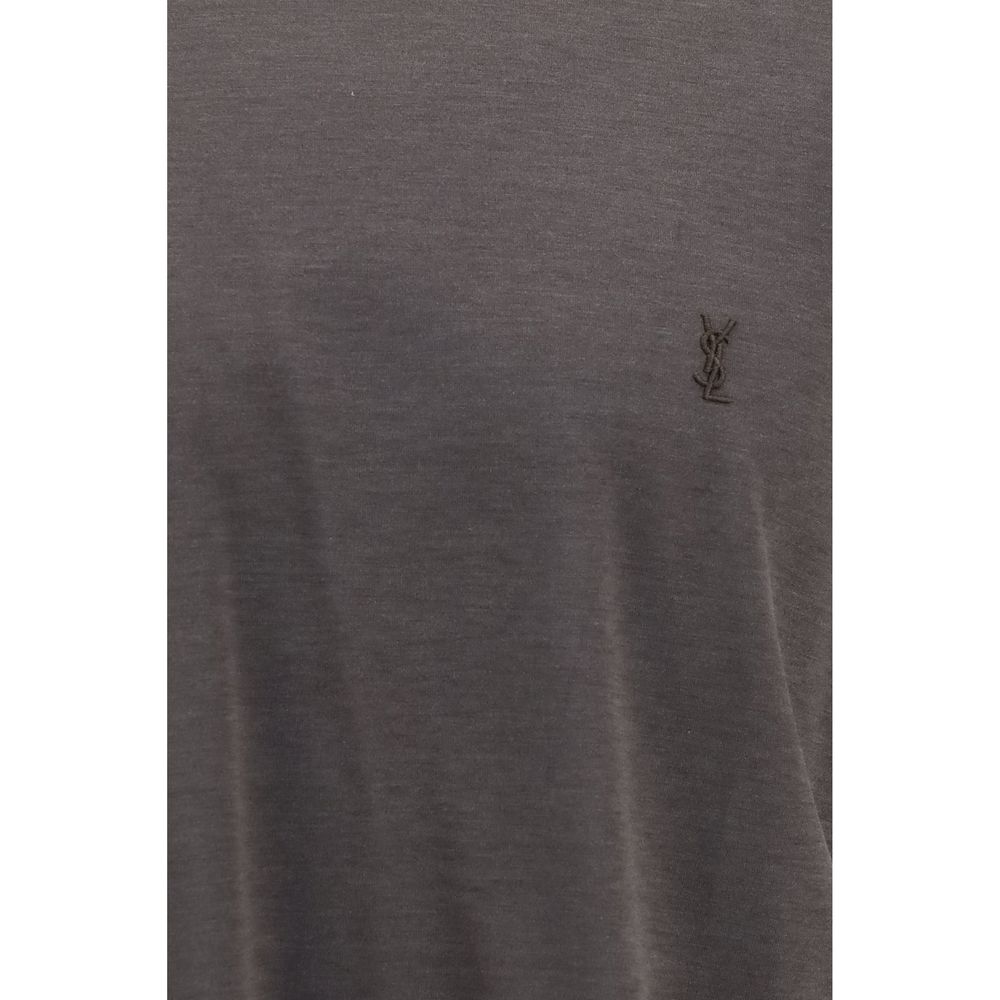 Saint Laurent Silk T-Shirt in Brown