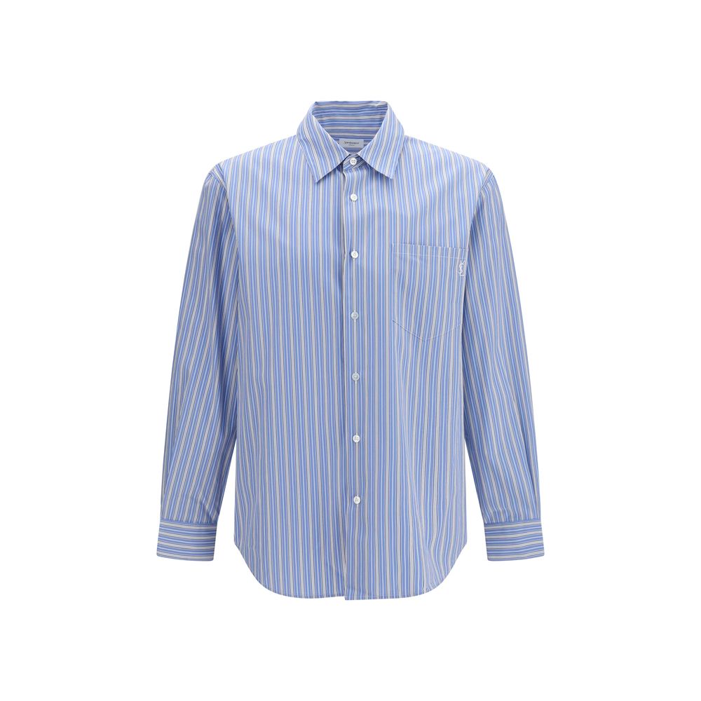 Saint Laurent Cotton Striped Shirt in Blue