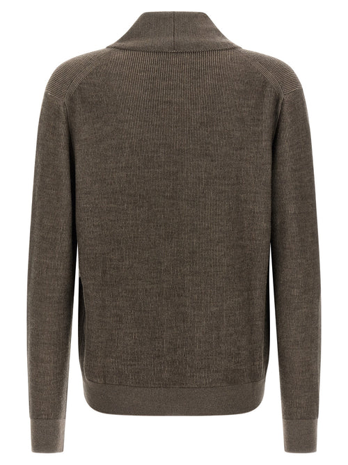 Brioni Cashmere and Wool Cardigan in Brown