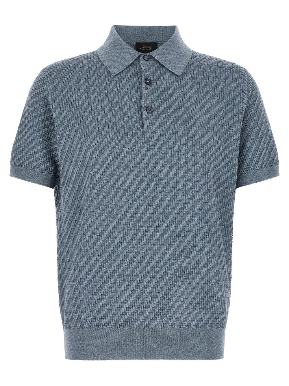 Brioni Cotton, Silk and Cashmere Polo Shirt in Blue