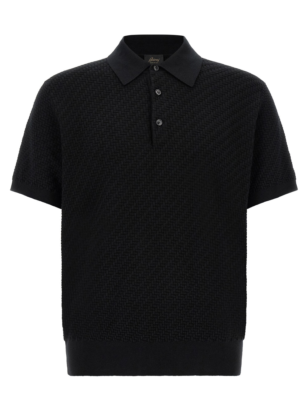 Brioni Cotton, Silk and Cashmere Polo Shirt in Black