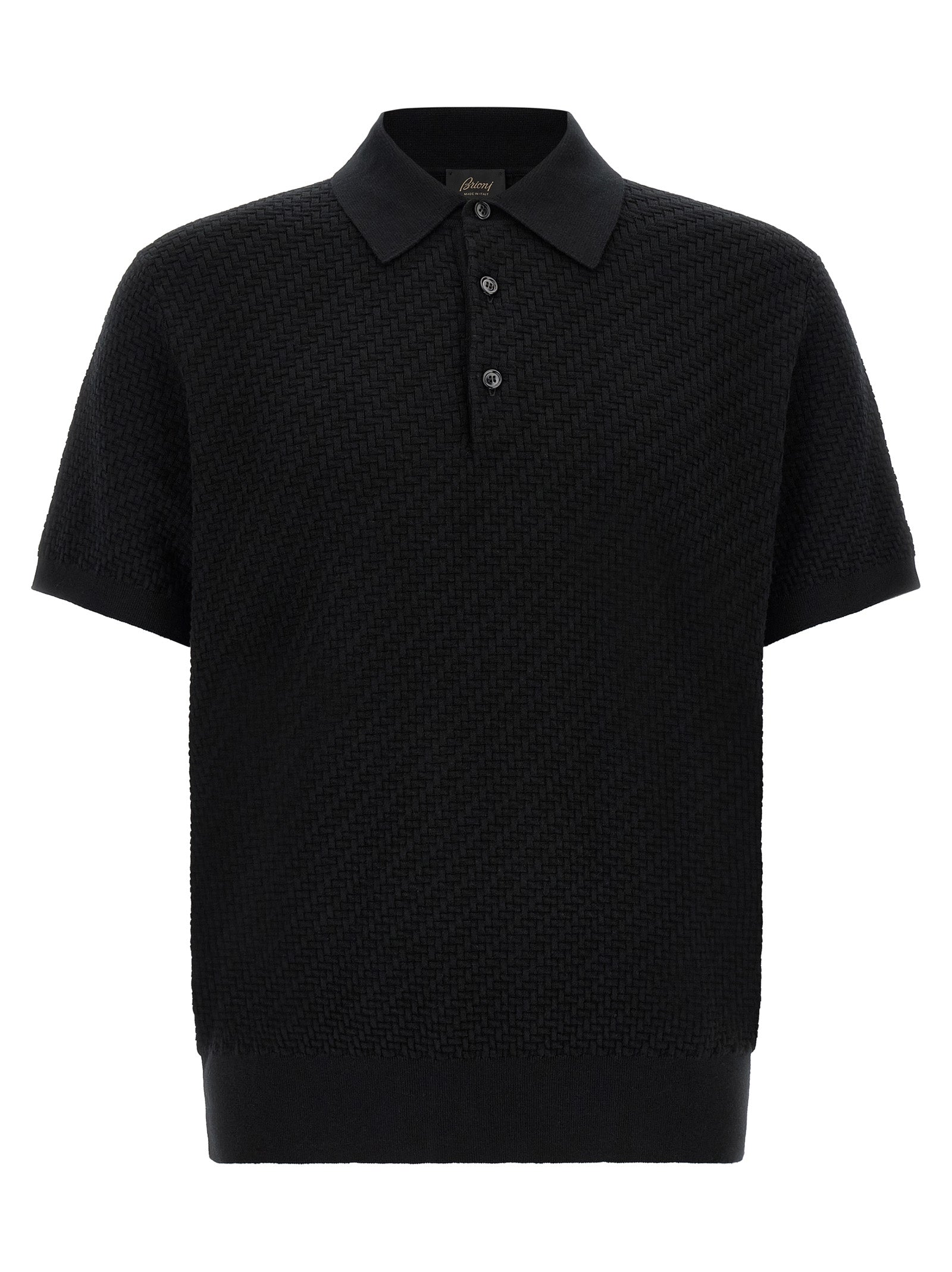 Brioni Polo από Βαμβάκι, Μετάξι και Κασμίρι σε Μαύρο