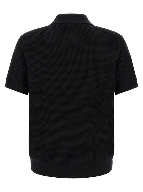 Brioni Cotton, Silk and Cashmere Polo Shirt in Black