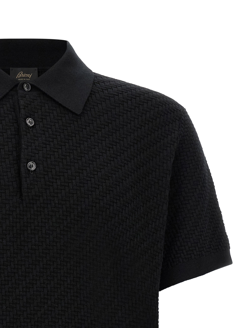 Brioni Cotton, Silk and Cashmere Polo Shirt in Black