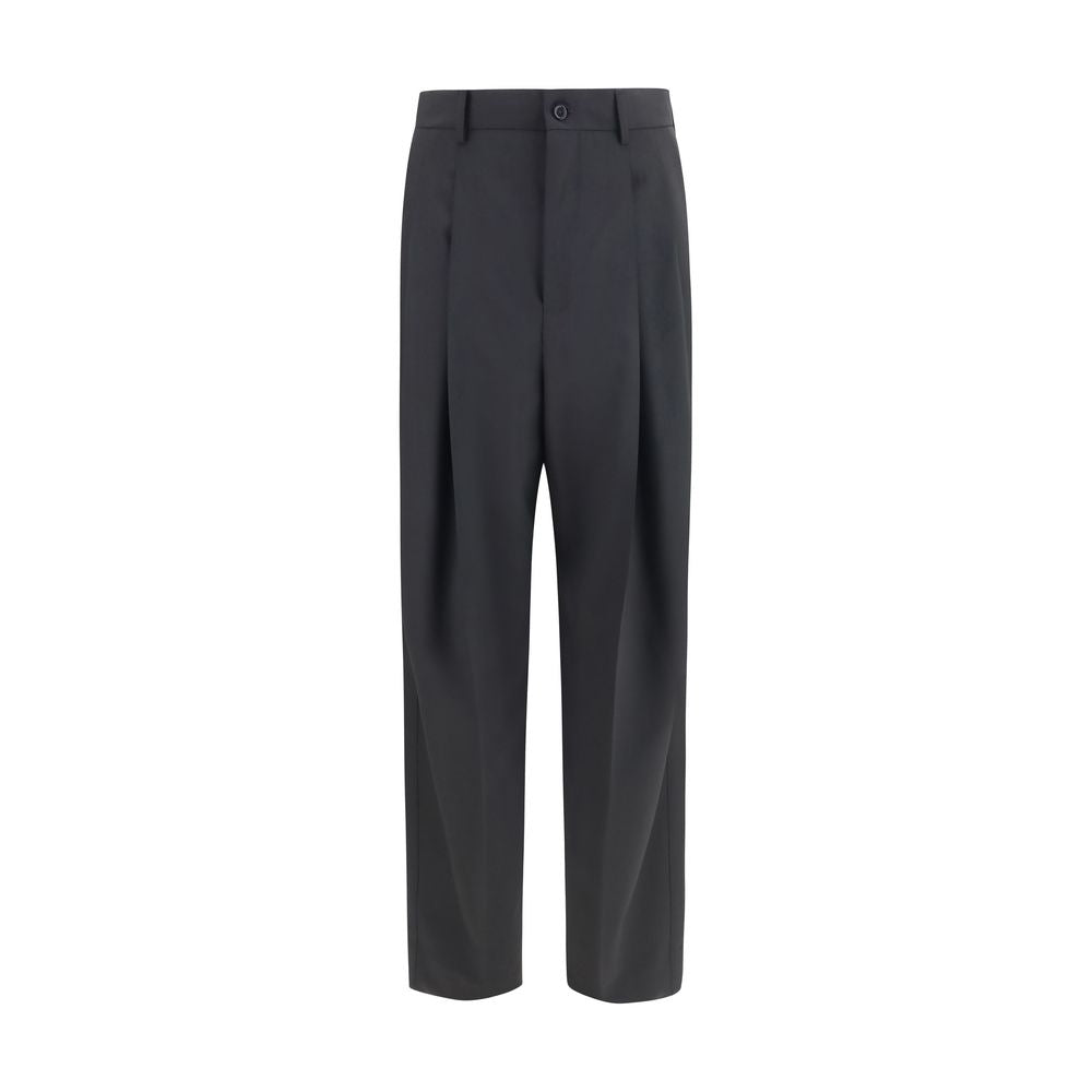 Dolce & Gabbana Wool Blend Wide-Leg Dress Trousers in Black