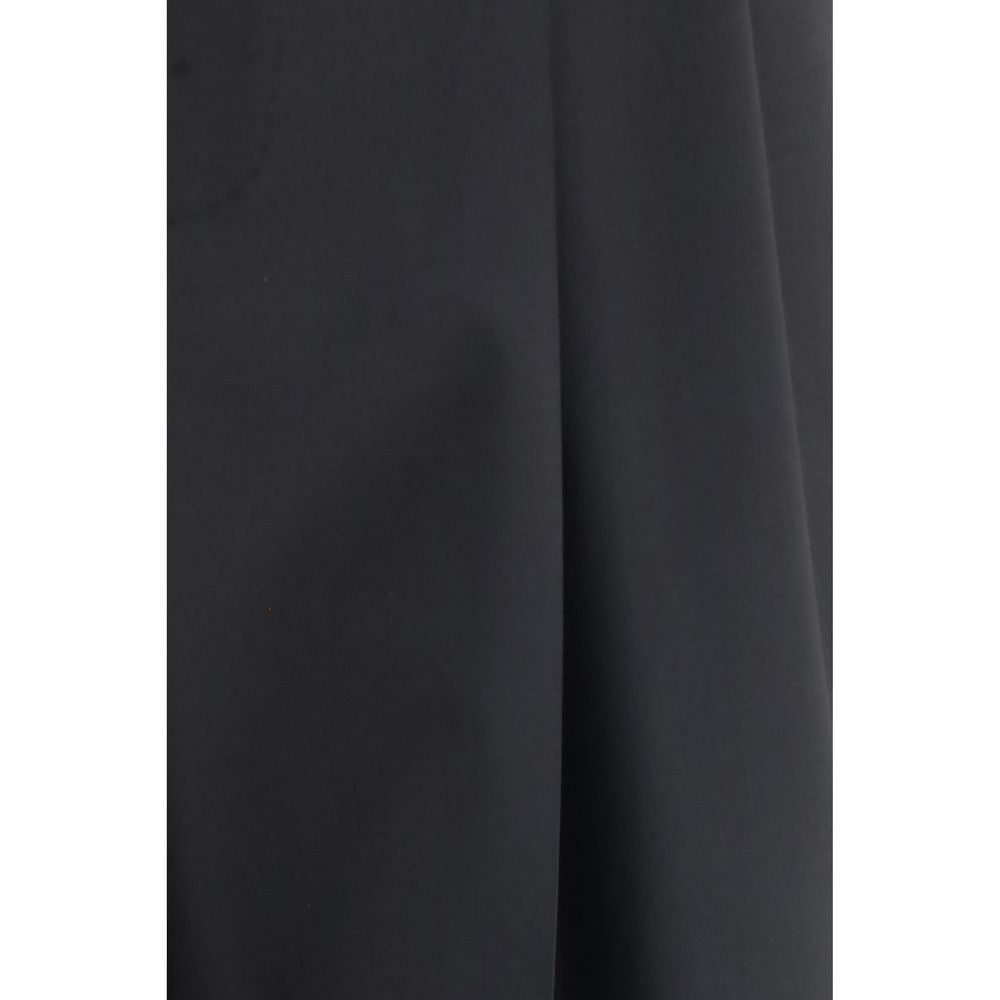 Dolce & Gabbana Wool Blend Wide-Leg Dress Trousers in Black