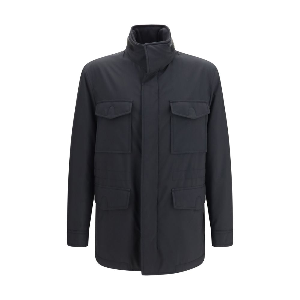 Brioni Wool Sahariana Full-Length Jacket in Blue