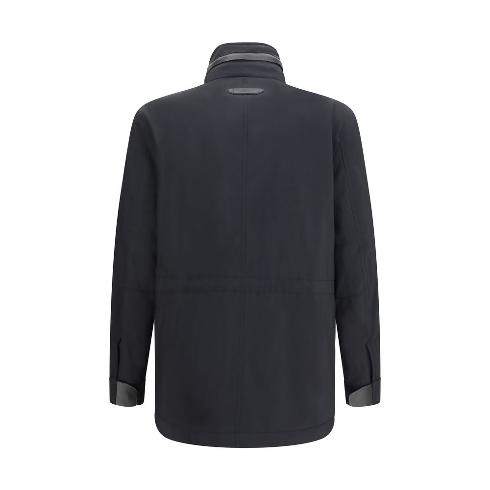 Brioni Wool Sahariana Full-Length Jacket in Blue