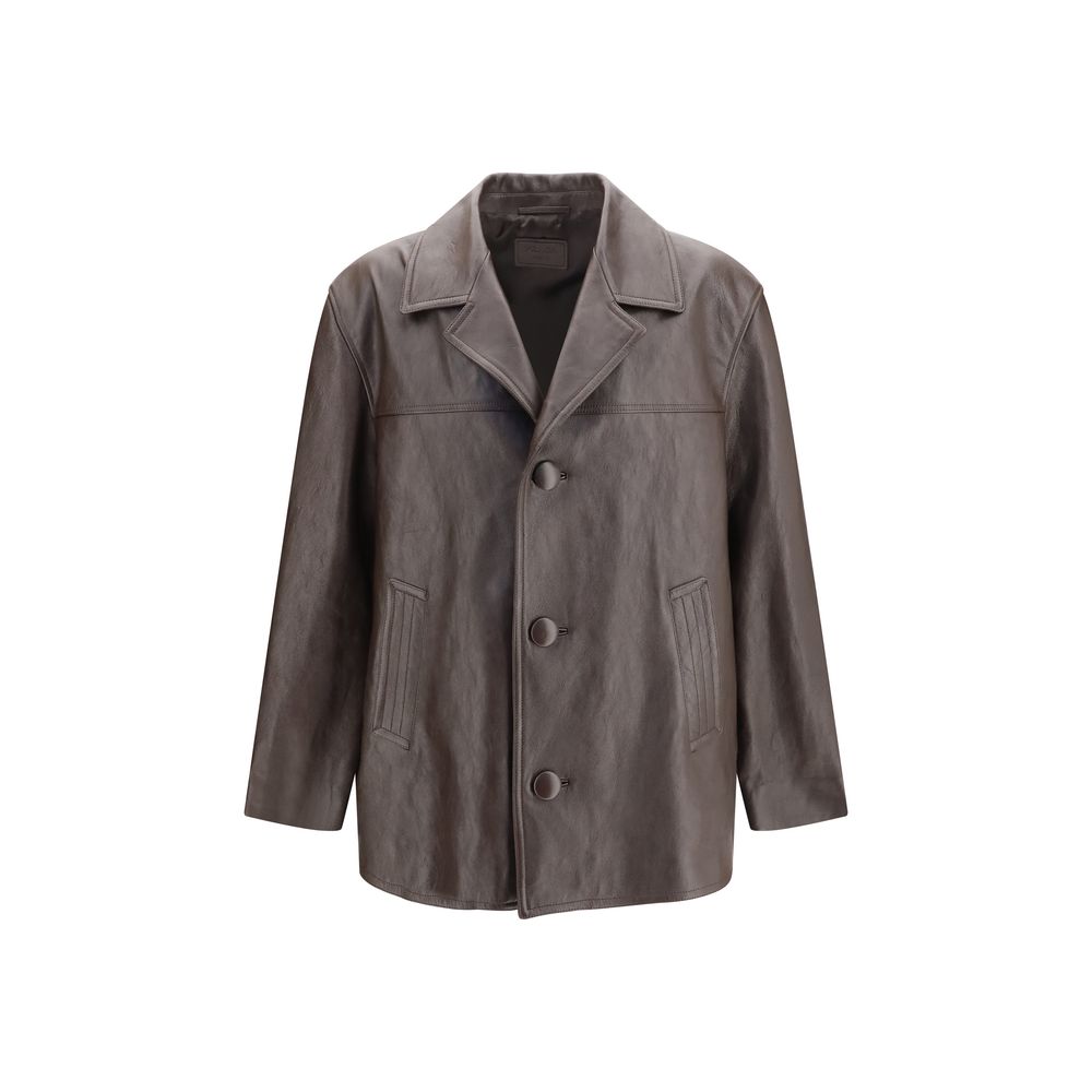Prada Lamb Leather Jacket in Brown