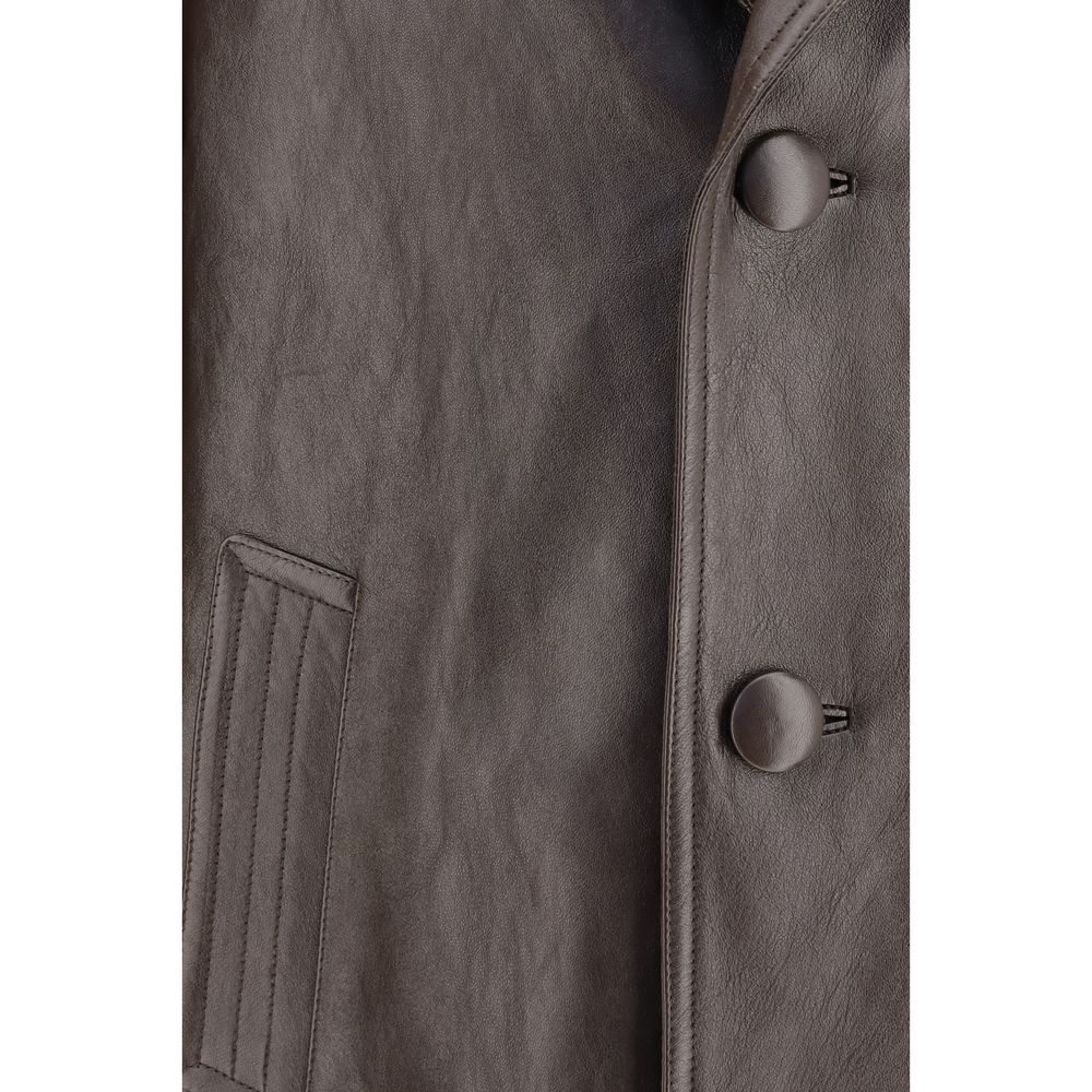 Prada Lamb Leather Jacket in Brown