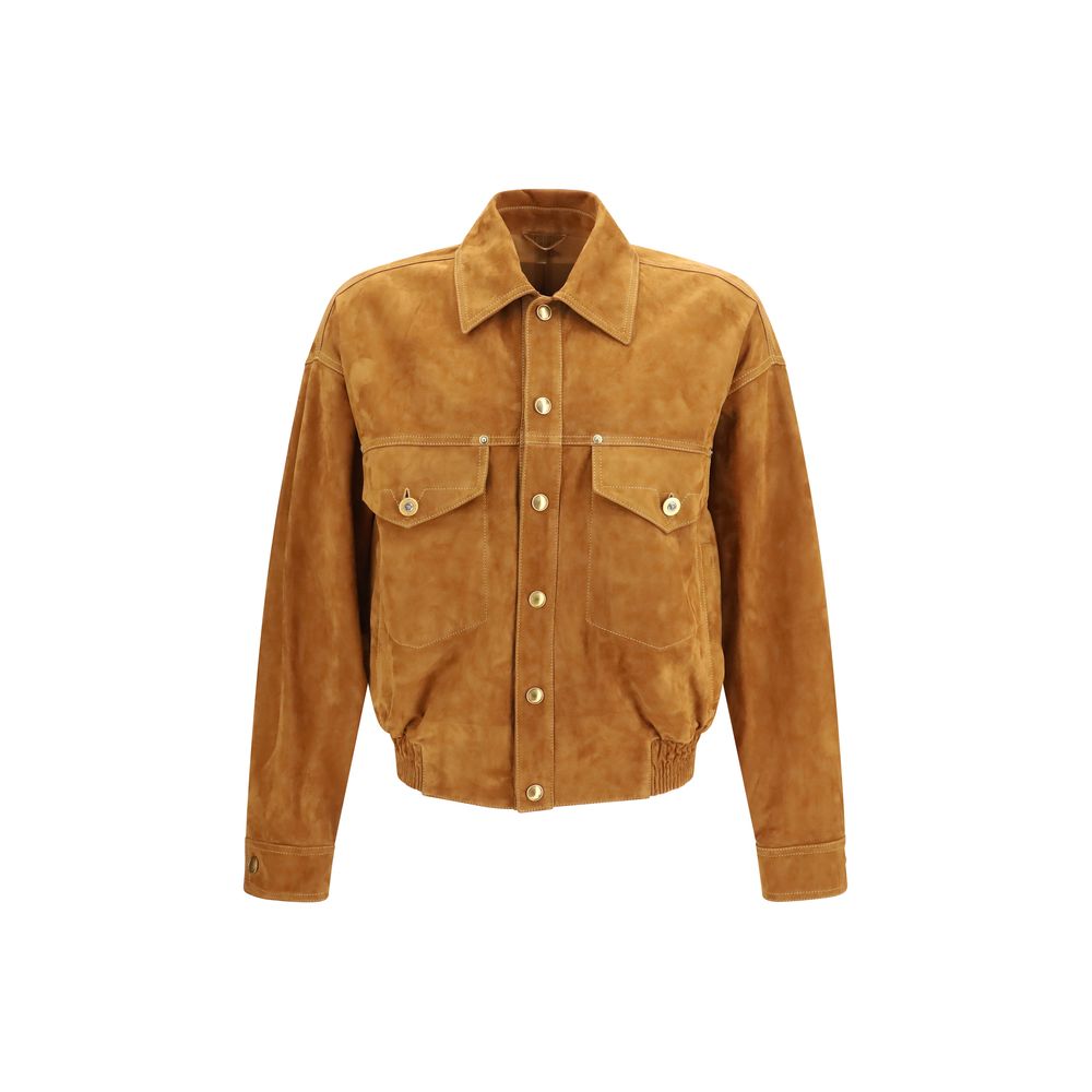 Versace Lamb Leather Jacket in Brown