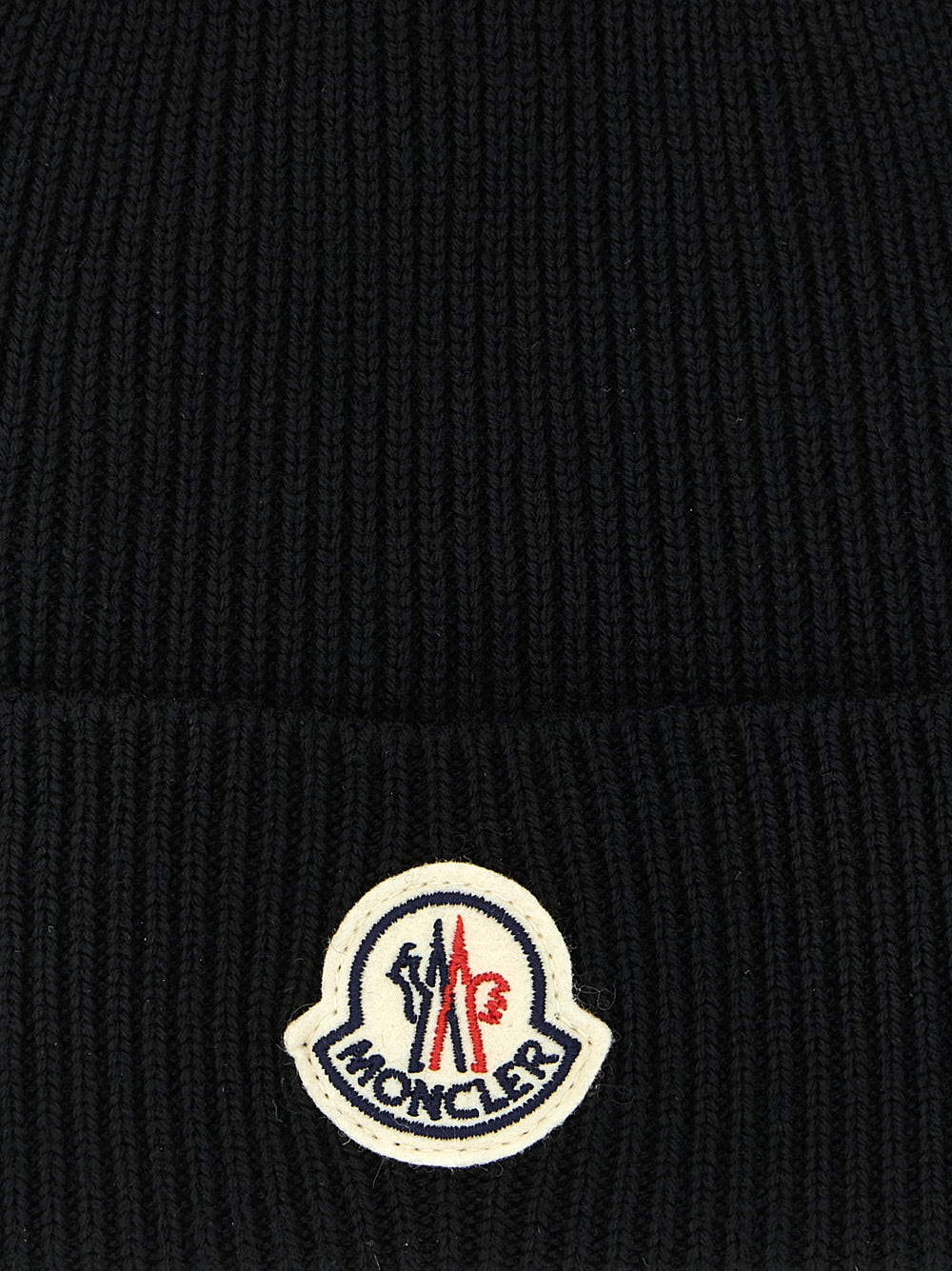 Moncler Σκούφος από 100% Παρθένο Μαλλί σε Μαύρο